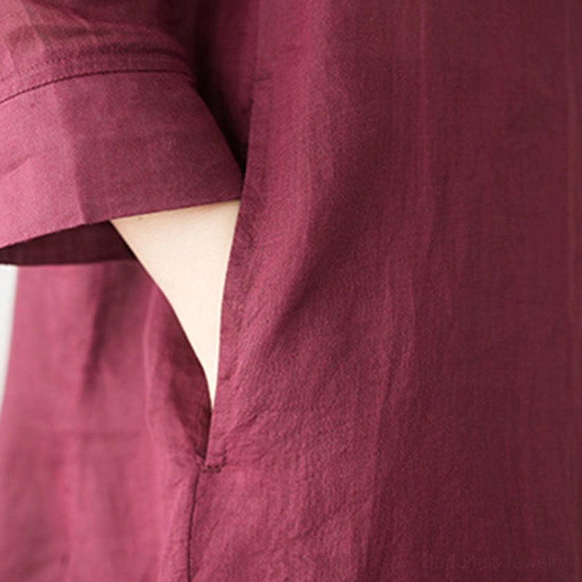 Women's tai chi meditation uniform showing fabric quality and drape