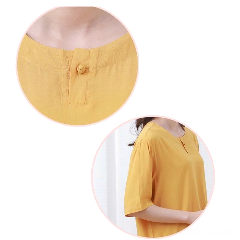Navy tai chi meditation uniform set showing half sleeve crew neck design and comfortable loose fitting pants