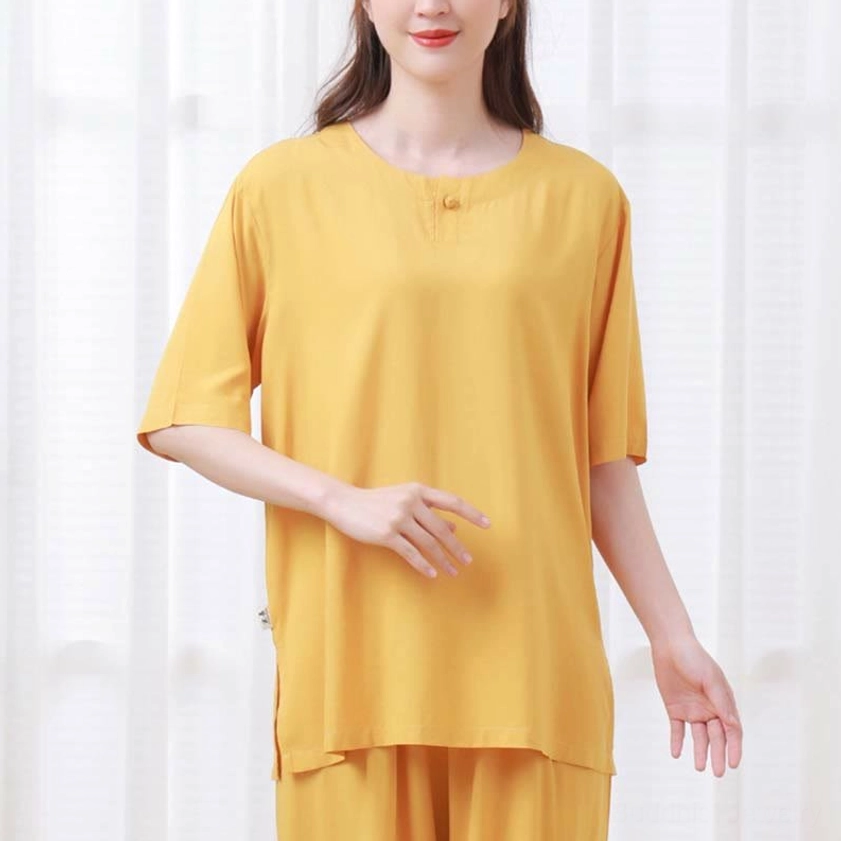 Navy women's zen meditation tai chi cotton clothing set main product view