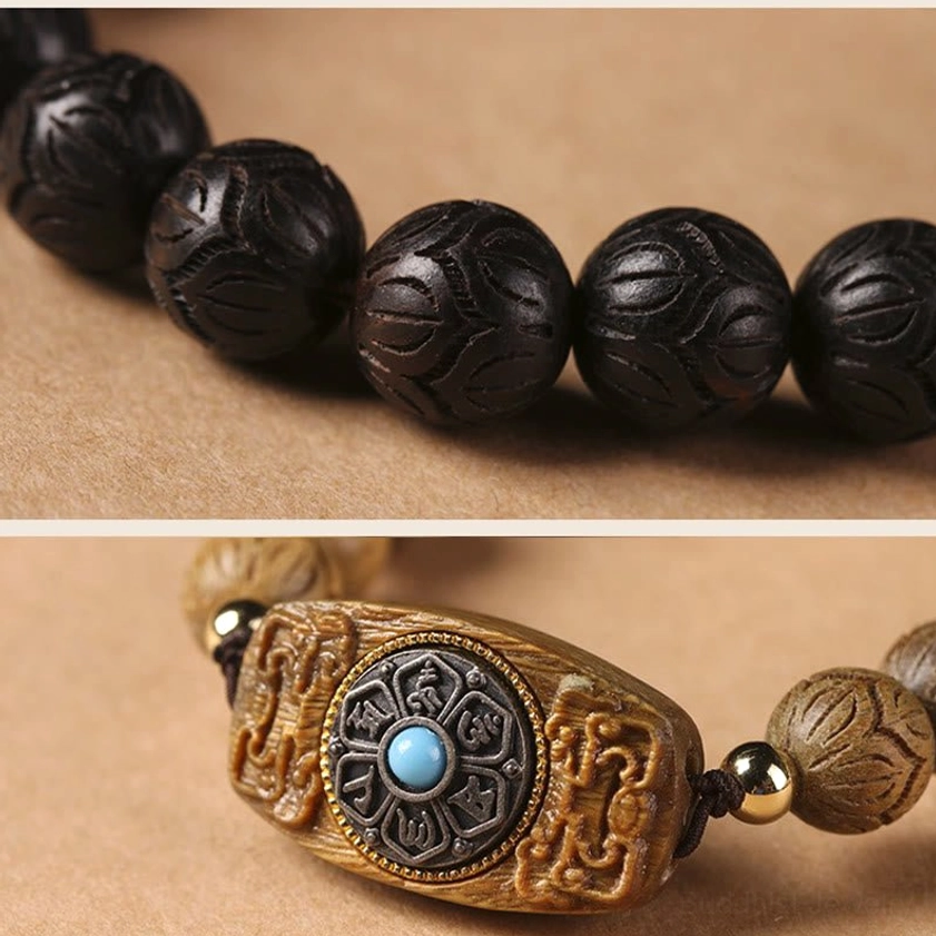 Wooden prayer bracelet packaging and presentation, ready for gift giving