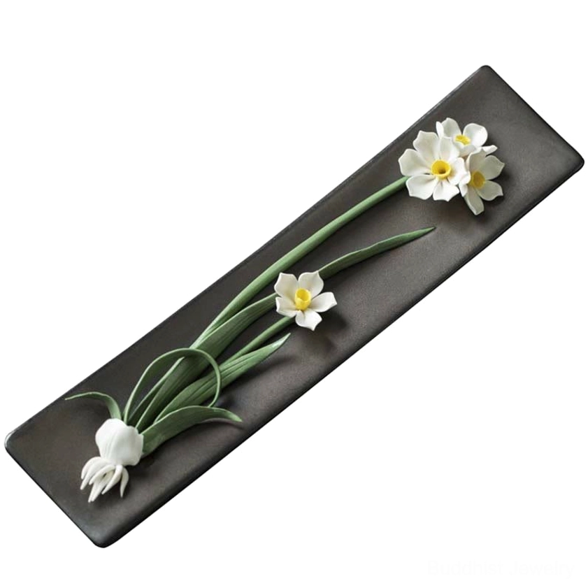 Yellow daisy ceramic incense burner handcrafted detail, artisan floral design showcase
