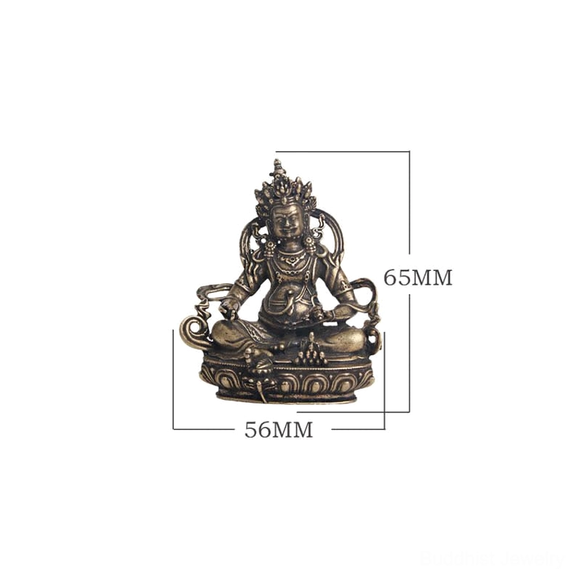 Yellow Jambhala Bodhisattva prosperity Buddha copper meditation statue wealth symbol handmade figurine