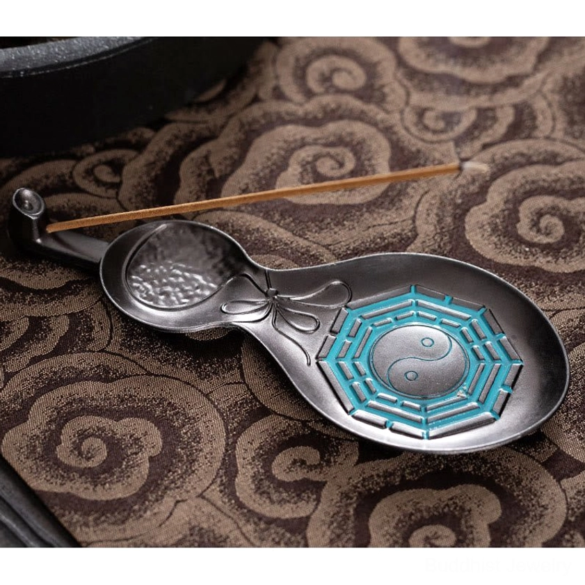 Yin Yang Bagua copper incense burner as functional meditation room decoration with spiritual symbolism