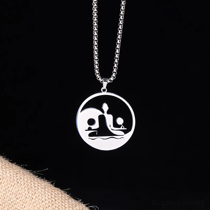 Yin yang buddha hollow pendant necklace artistic studio photography