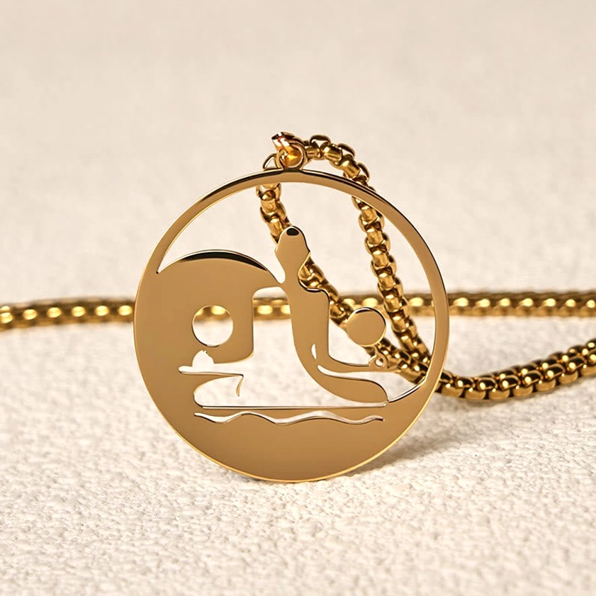 Yin yang buddha hollow pendant necklace detailed design close-up