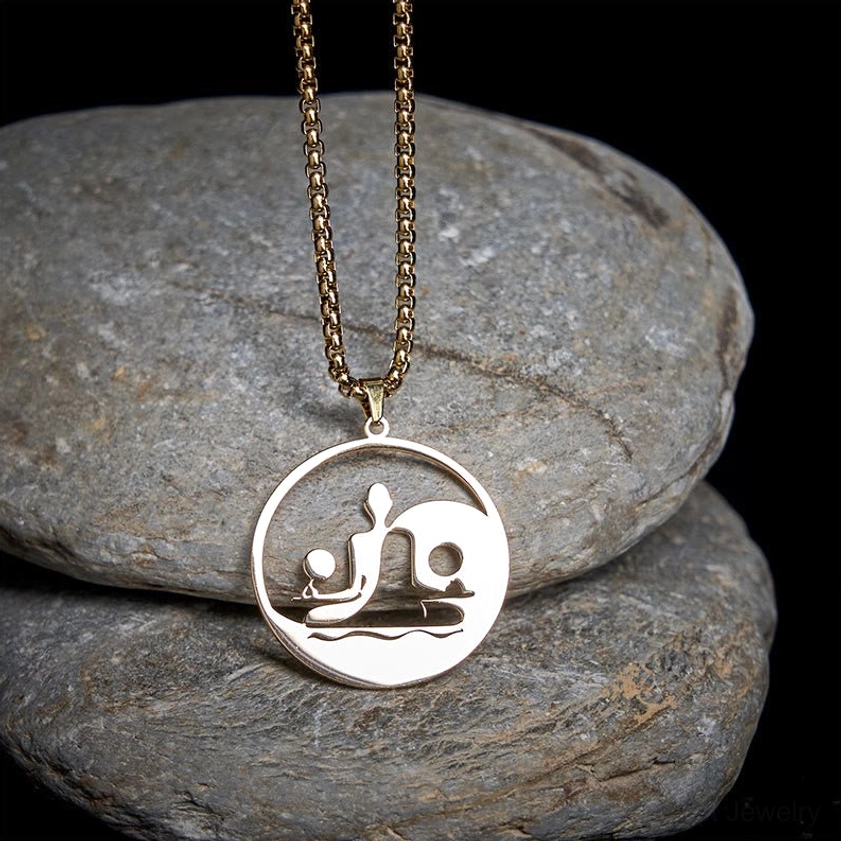 Yin yang buddha necklace silver finish hollow pendant stainless steel