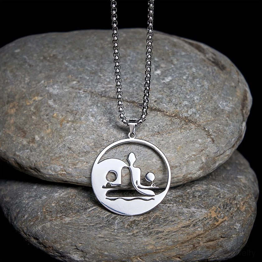 Yin yang buddha necklace pendant studio white background front view