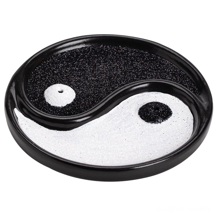 Handcrafted yin yang ceramic incense burner artisan quality with natural sand-filled design