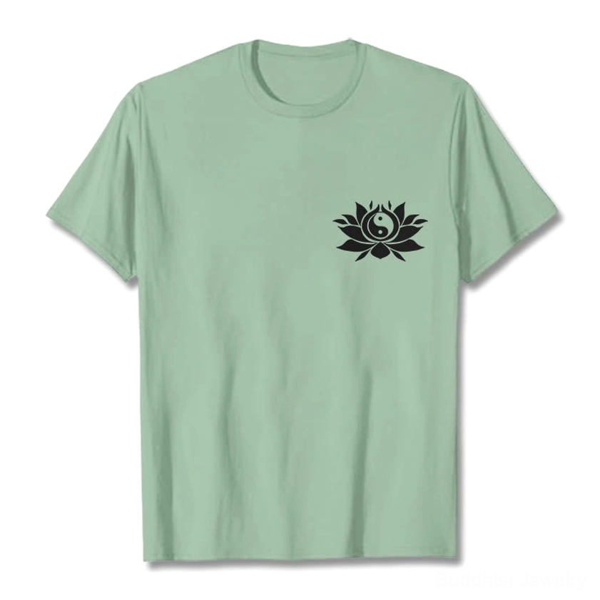 Light pink yin yang lotus printed Buddhist t-shirt color swatch display