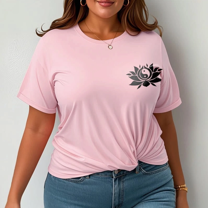 Plum yin yang lotus tee male model meditation spiritual fashion wear