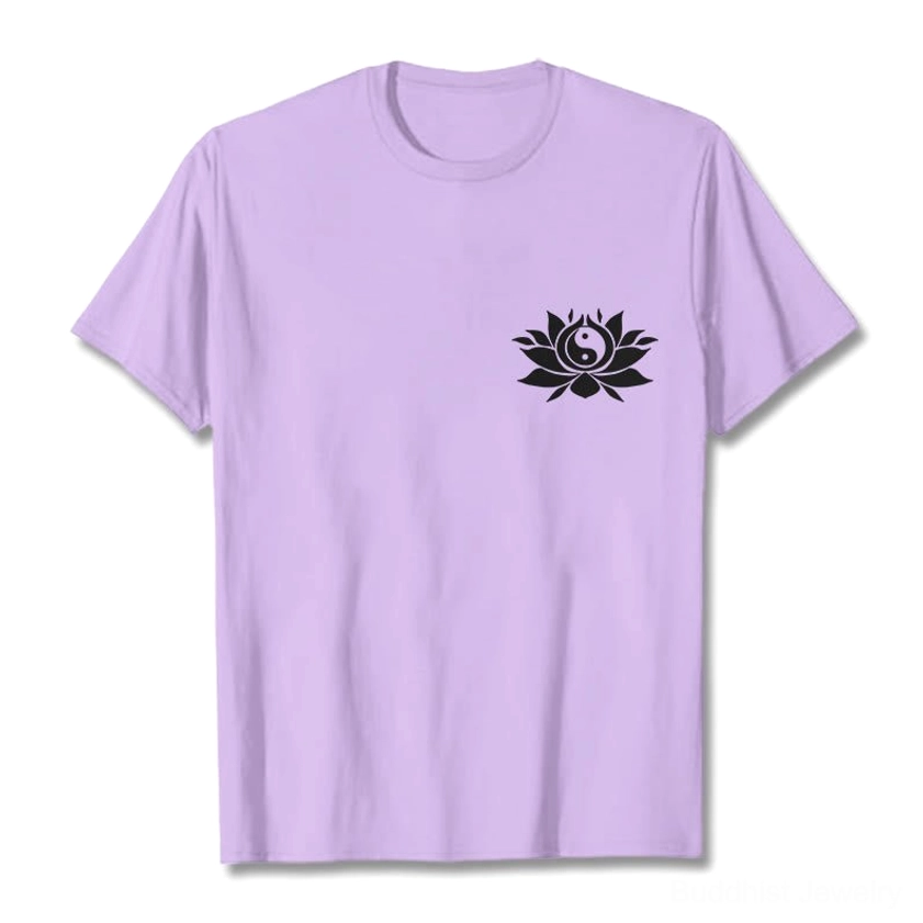 Plum color yin yang lotus Buddhist t-shirt unisex crew neck short sleeve