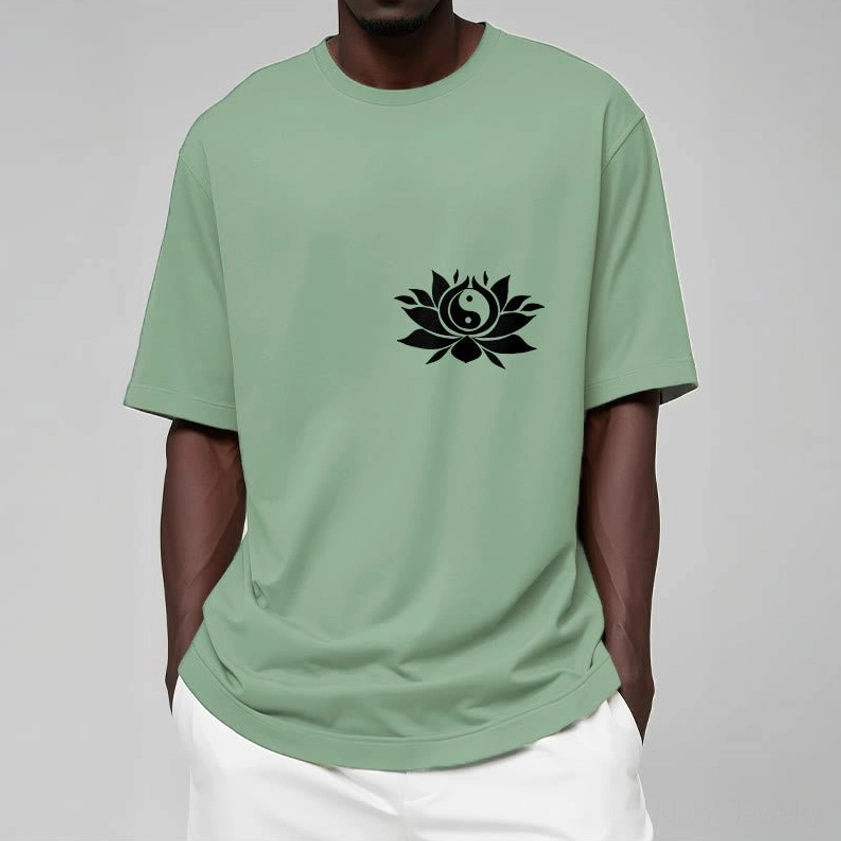 Plum yin yang lotus Buddhist spiritual tee unisex fit crew neck styling