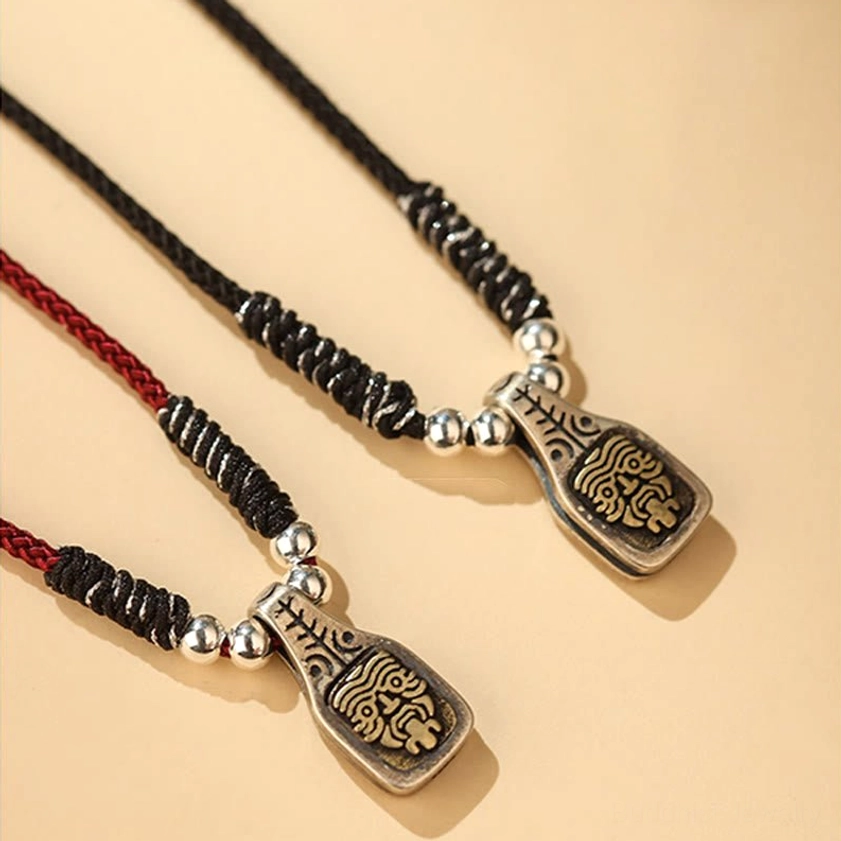 925 sterling silver Zakiram pendant necklace with protective Buddhist deity engraving