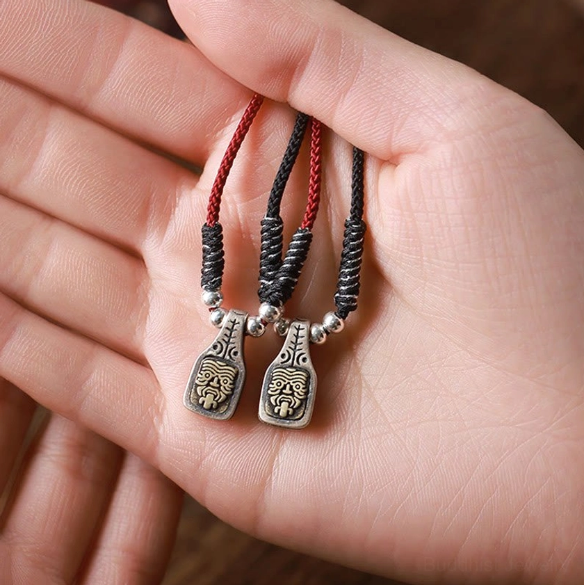 Zakiram goddess sterling silver necklace bundle showing red and black rope cord options together