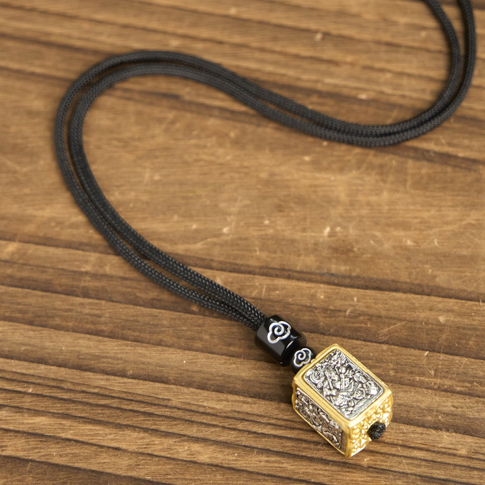 Zakiram goddess wealth protection pendant necklace with authentic Buddhist iconography and handmade details