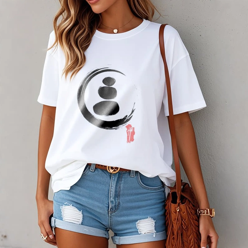 Zen circles Buddhist t-shirt authentic enso circle print symbolizing wholeness balance and inner peace