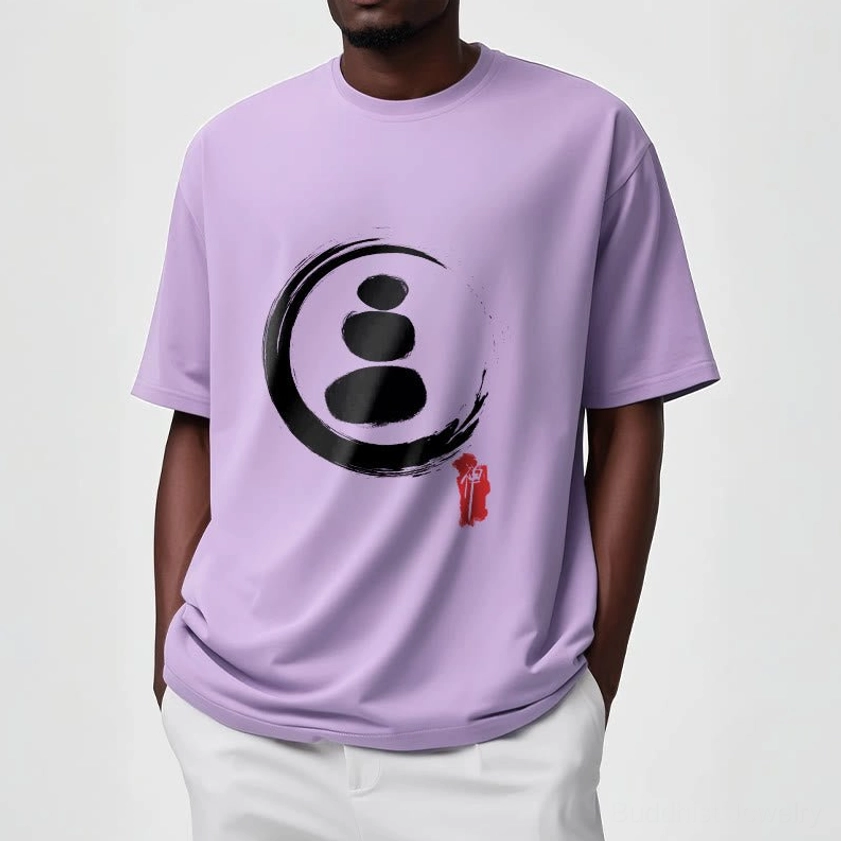 Pale green zen circles Buddhist cotton tee unisex regular fit short sleeve for summer mindfulness wear
