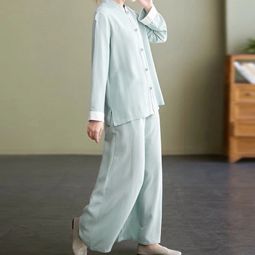 Zen meditation practice wear for women, tai chi uniform in natural cotton linen fabric
