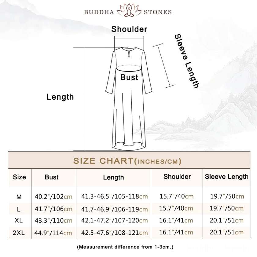 Tunic dress size chart and design sketch with measurement labels for bust, length, shoulder, sleeve length