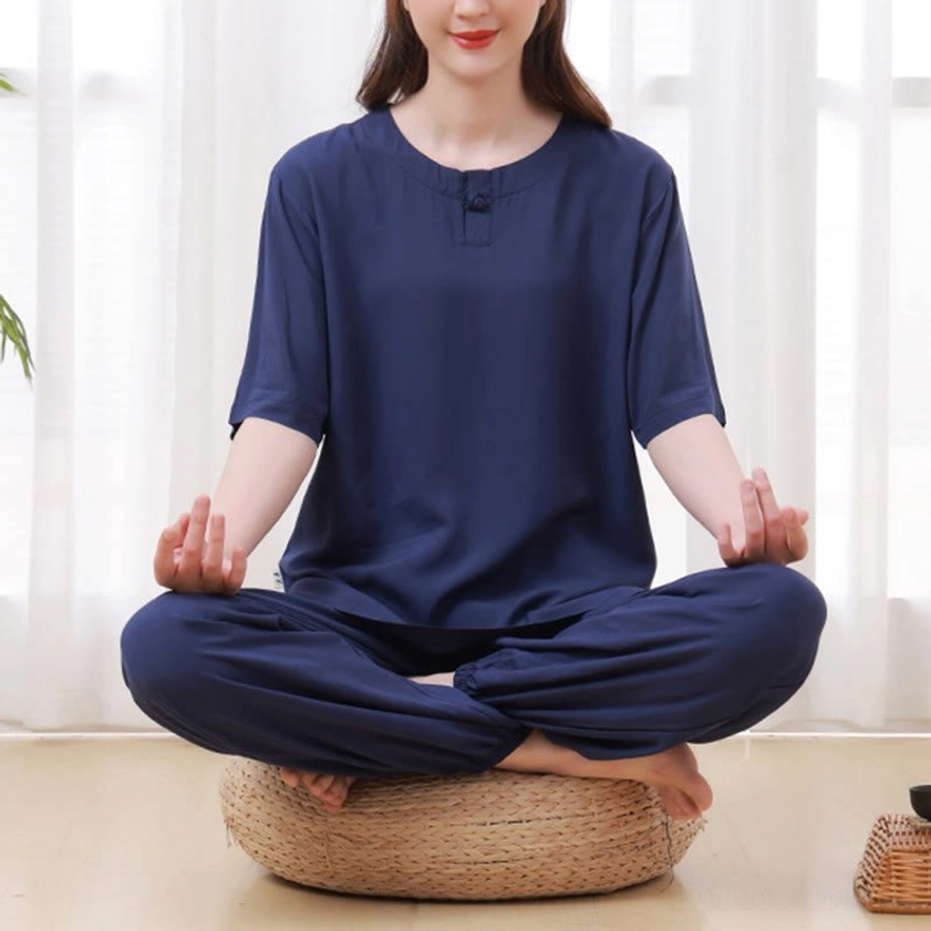 Navy blue meditation clothing Zen Tai Chi practice uniform unisex breathable