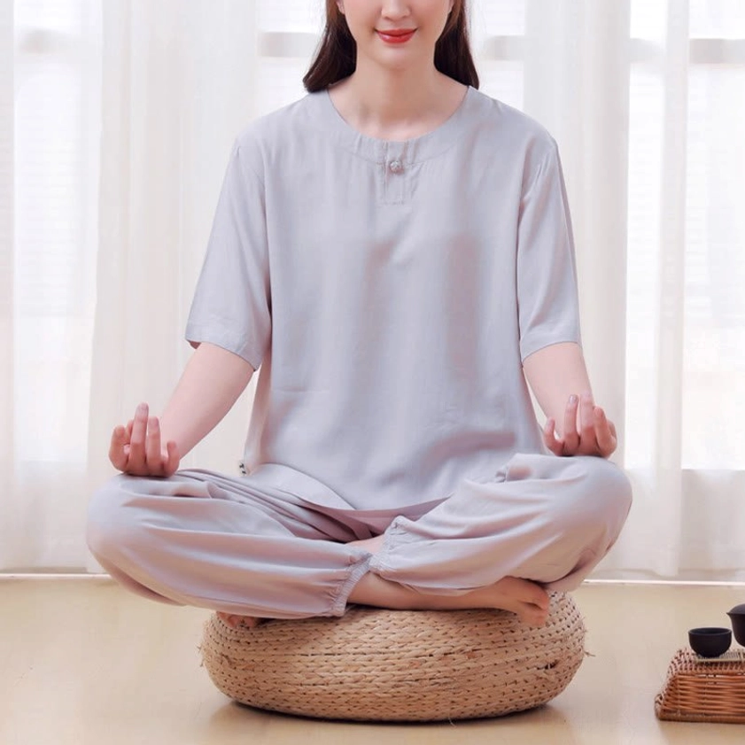 Navy blue Zen meditation clothing unisex practice uniform breathable set