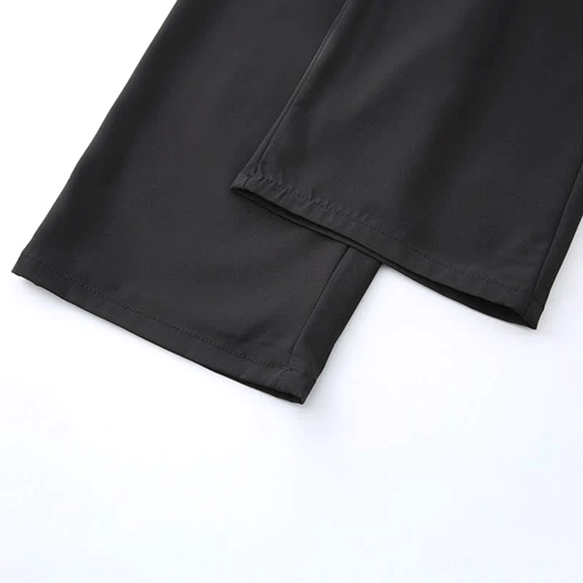 Spiritual Casual Wear - Zen Mountain Landscape Print Shirt with Straight Leg Pants Detail