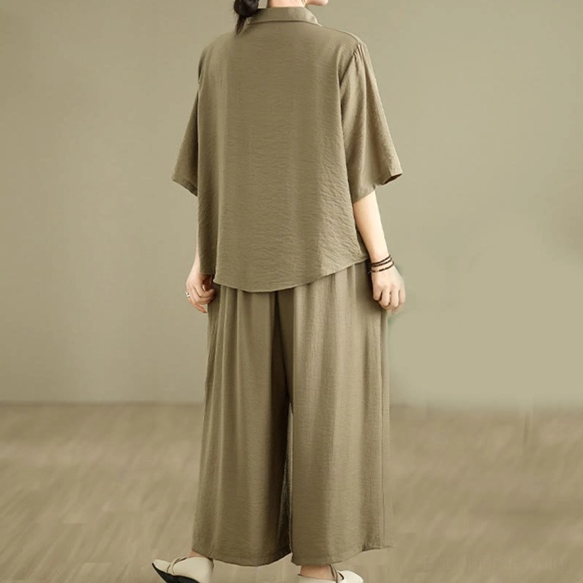 Zen practice clothing set - natural cotton material showcasing mindful design for meditation sessions