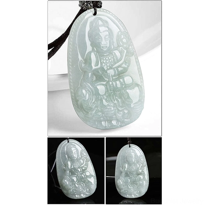 Zodiac Buddha jade necklace pendant protection prosperity fortune charm handmade