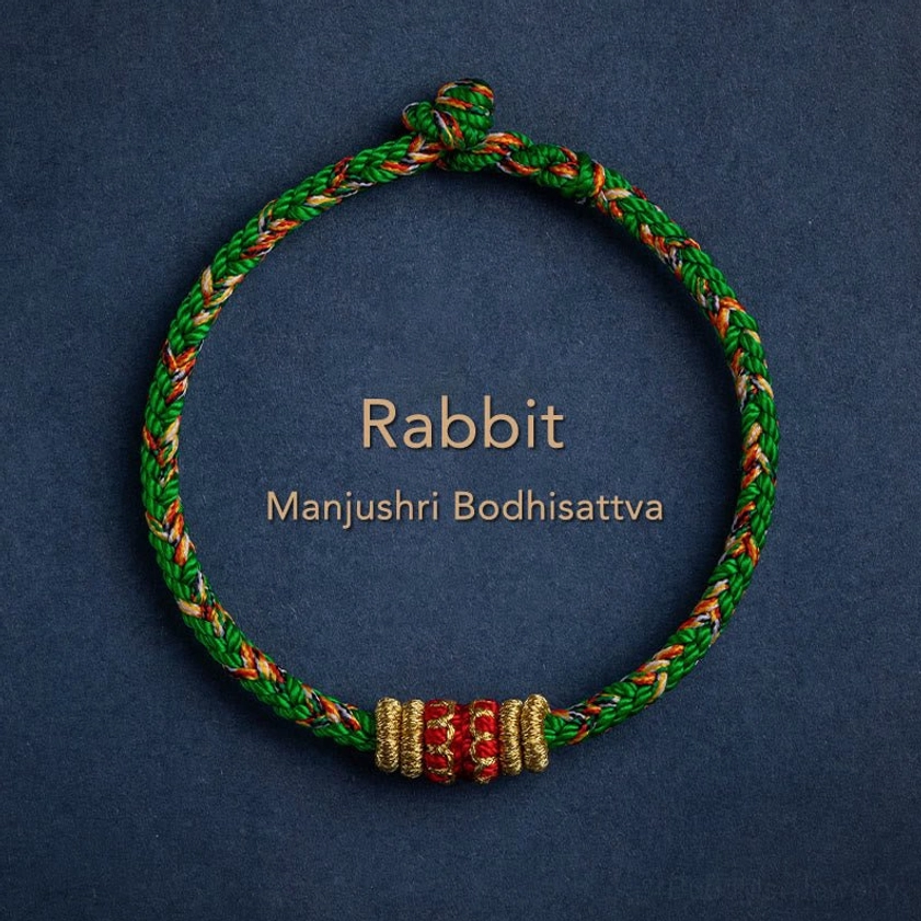 Woven zodiac natal buddha bracelet showing natural fiber construction and color variations