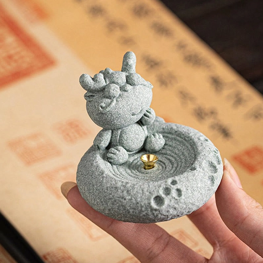 Handcrafted zodiac animal incense burner matte finish detail