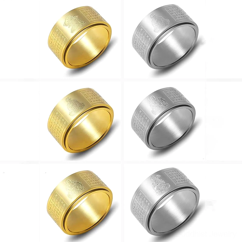 Zodiac natal buddha protective ring with sutra and bodhisattva engraving
